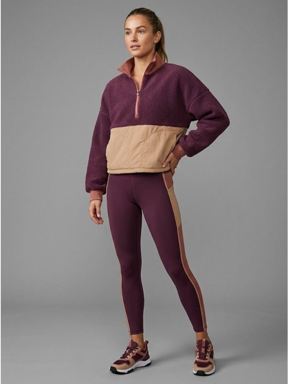Fabletics Half Zip Top XL Mallory Fleece Teddy Cropped Pullover Quarter Zip